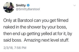 Illustration for article titled Barstool Employee Unhappy About Being Filmed In The Shower By His Boss